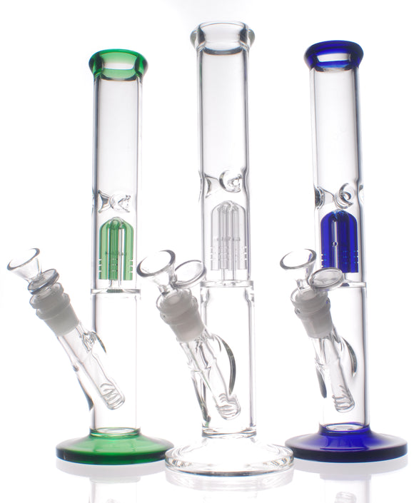 Nameless Glass 4 Arm Tree Perc Straight Tube Bong with Diffused Downstem - 12