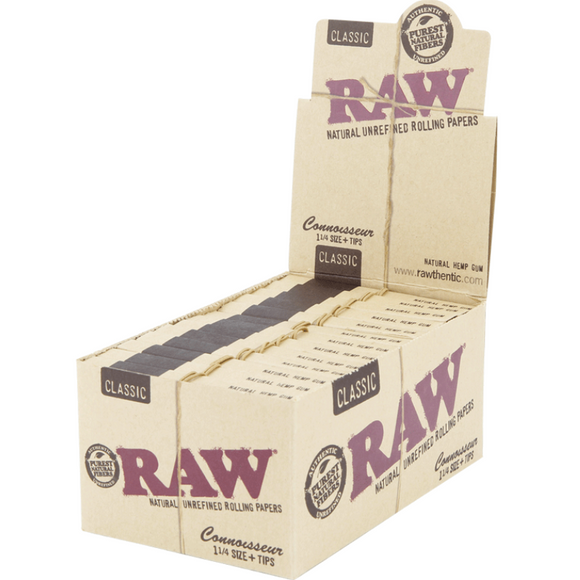RAW Connoisseur Classic 1 1/4in Rolling Papers w/ Tips